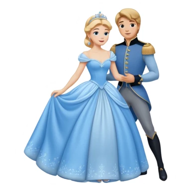 Fairy tale Cinderella, the prince embraces Cinderella sticker
