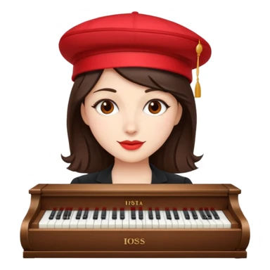 Brunette in red pianista sticker