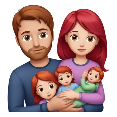 A man with brown hair holding a child, a daughter, and a girl with red hair by the hand sticker