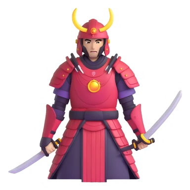 male warrior in samurai armor with glowing halo, nomadic traveler sticker