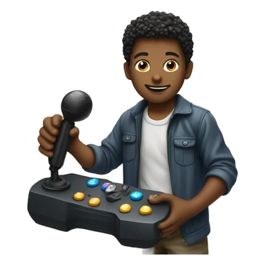 a boy with a joystick sticker
