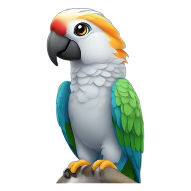 Parrot with a hearing aid sticker