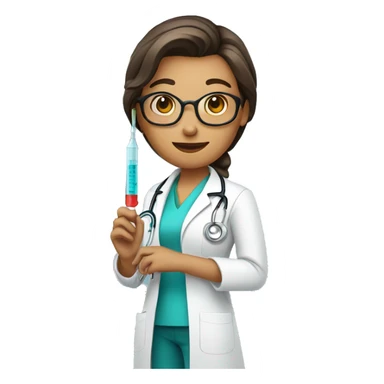 woman doctor with a syringe in his hand sticker
