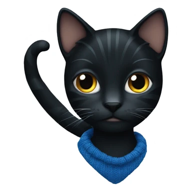Dressed in blue knit black cat sticker