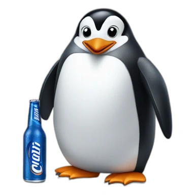 penguin with a bud light sticker