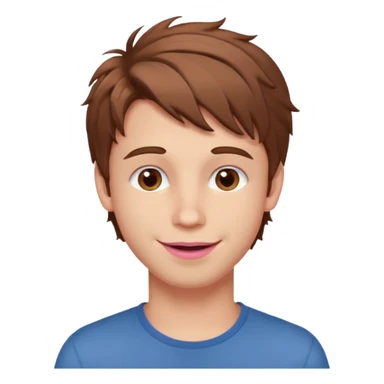 Handsome white boy with big brown eyes thin pink lips and brown messy hair sticker