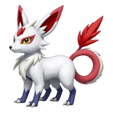 Garurumon-Zangoose-Meloetta-Renamon-Absol-fusion-hybrid-creature (full body) sticker