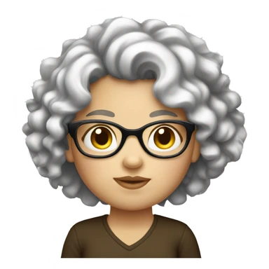 White chubby girl curly hair glasess sticker