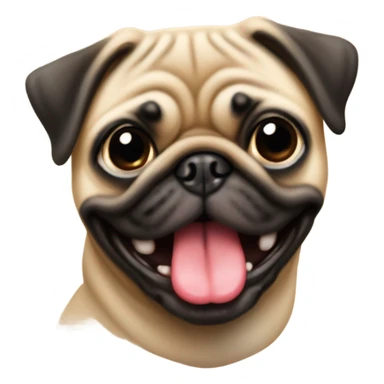 Tan pug with tongue out  sticker