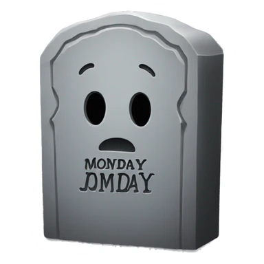 Tombstone that says MONDAY sticker