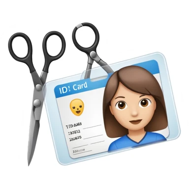 Scissors cutting an ID card in 2 parts .hyper realistic sticker