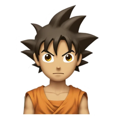 goku with a stick made of brown paper on his mouth sticker