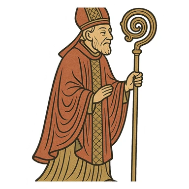 ukiyo-e style bishop dressed in red sticker