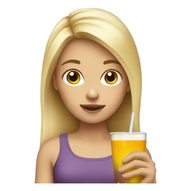Blond girl with drink sticker