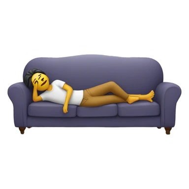 A person lying on a sofa, one leg crossed over the other, with hands behind the head, relaxing in a cozy setting sticker