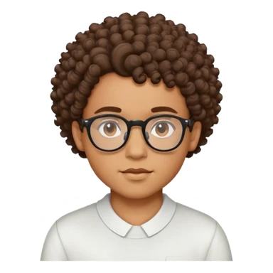 Lightskin boy with curly hair and glasses with a haircut lined up sharp sticker
