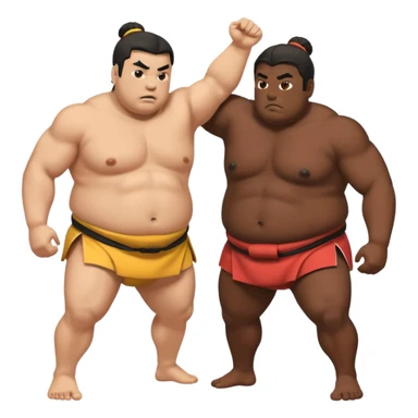 two sumo wrestlers fighting, simple expressive emoji style, no text sticker