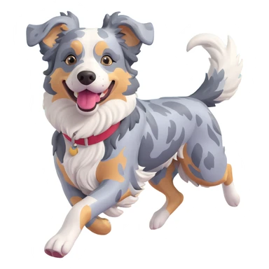 berger américain merle bleu en train de courir sur plage  sticker