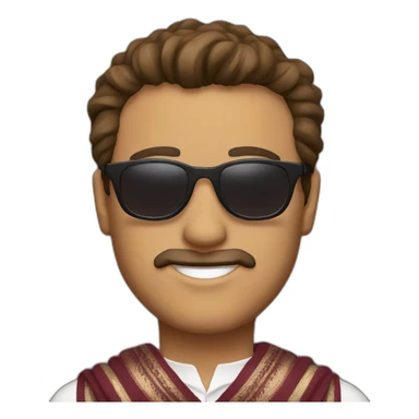 Fancy Italian man with sunglasses, brown hair, and a shawl sticker