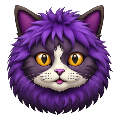 Hairy cat with aubergine sticker