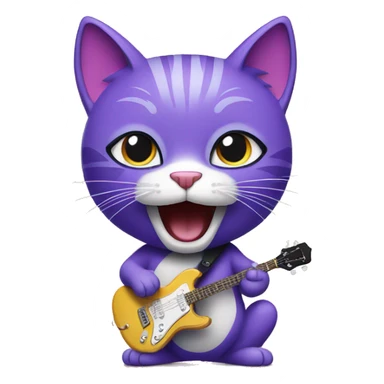 purple cat singing, cat in Elvis presley costume sticker