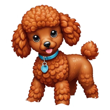 Red poodle on beach sticker