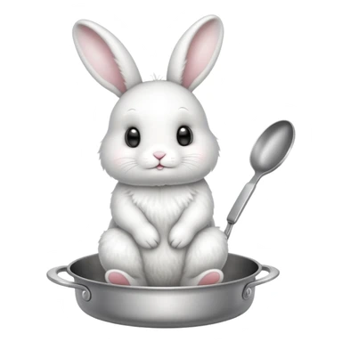White bunny on a pan sticker