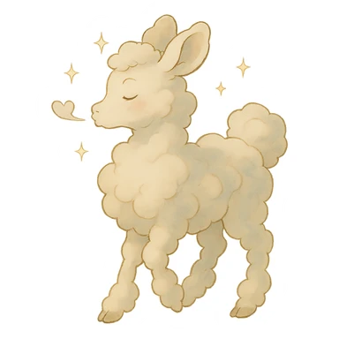 vanilla-colored cloud doe with sparkles, soft and dreamy, blowing a gentle kiss sticker