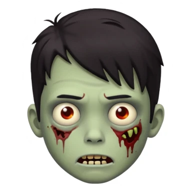 boy zombie with dark hair, classic emoji style sticker