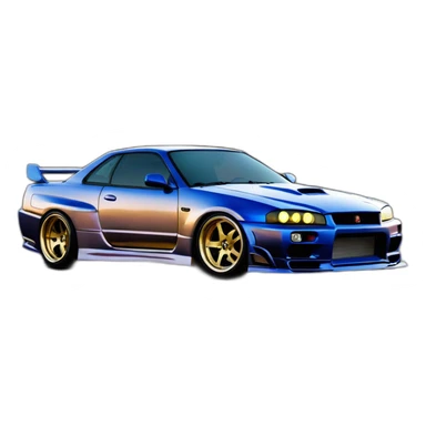 paul walker avec une Nissan skyline r34 sticker
