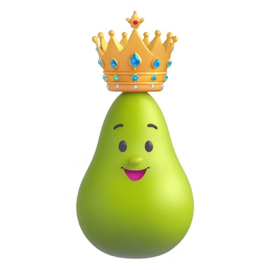 royal pear with a crown, elegant and regal, fun emoji style, wearing a jeweled necklace sticker