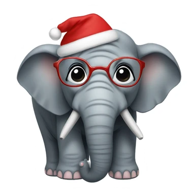 Elephant with Christmas glasses  sticker