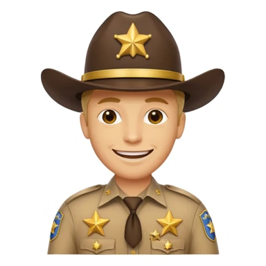 Generate me an emoji with a yellow man from the Apple emoji, in a realistic American sheriff's uniform sticker