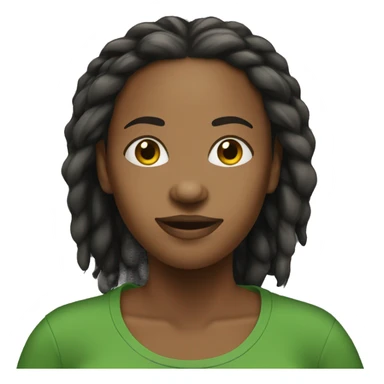 A black woman with dread locks and a green t-shirt. sticker
