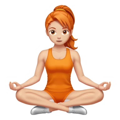 Ginger gym girl middle part stretching orange outfit sitting sticker