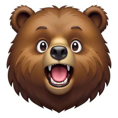 Cinematic Comical Grizzly Bear Portrait Emoji, Head tilted dramatically with an exaggeratedly amused expression, featuring a striking, rugged deep brown fur with bold fur texture, wide, expressive eyes filled with playful disbelief, Simplified yet hilariously expressive features, highly detailed, glowing with a slightly sassy glow, high shine, dramatic yet playful, stylized with an air of cheeky wilderness mischief, bright and endearing, soft glowing outline, capturing the essence of a spirited and over-the-top grizzly, so meme-worthy it feels like it could roar its way into internet fame instantly! sticker