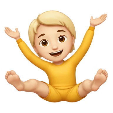 An emoji face that has his feet in the air behind him sticker