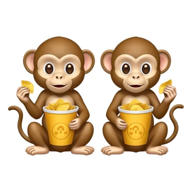 Monkeys eating chips. sticker