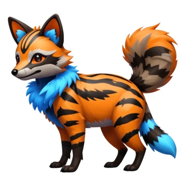 Shiny Neon Glossy Silvally-Aardwolf-Tanuki-Genet-Bobcat-fusion-animal-hybrid-creature, full body sticker