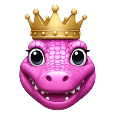 Pink crocodile wearing a black crown sticker