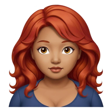 Plus size red hair brown face small eyes long hair Asian eyes small eyes wavy hair sticker