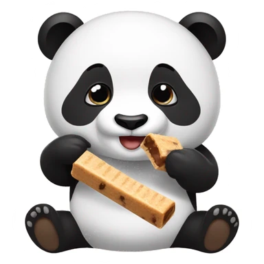 Panda eating protein bar sticker