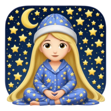 moon wearing oversized pajama hat tangled in stars sticker