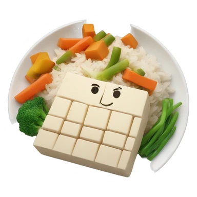plate with tofu vegetables, rice  sticker