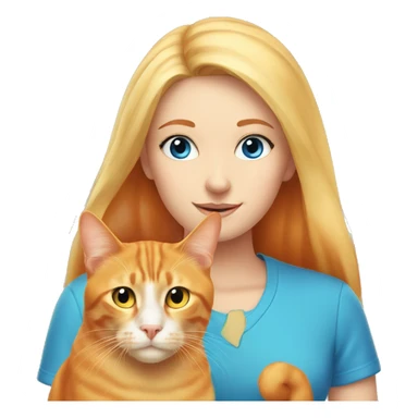 Orange cat with blonde girl with blue eyes sticker