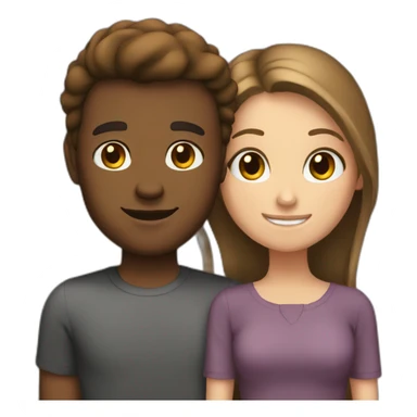 Brown male with white brunet girl sticker