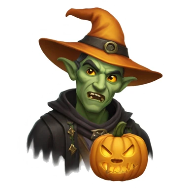 half-orc male wizard necromancer pumpkin sticker