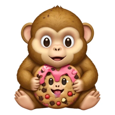 Fat monkey holding a cookie  sticker
