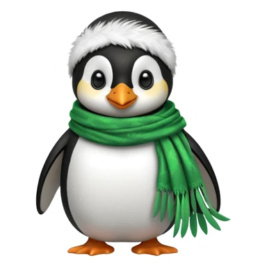 penguin with green scarf  sticker