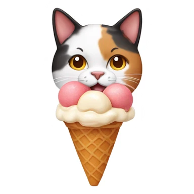 calico cat with icecream  sticker